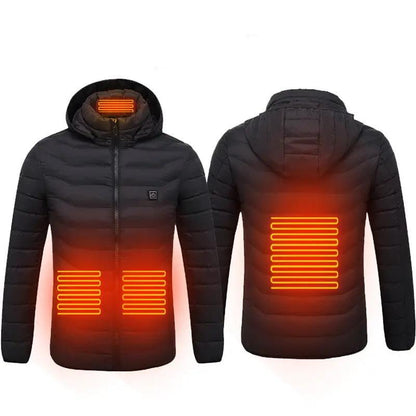 Winter Heated Jacket USB Electric Cotton Coat Zip-up Heater Thermal Clothing Heating Vest For Men by null