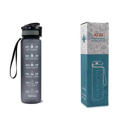 Leakproof 1L Tritan Water Bottle with Time Marker - Cycling Motivational Sports Fitness Cup by null