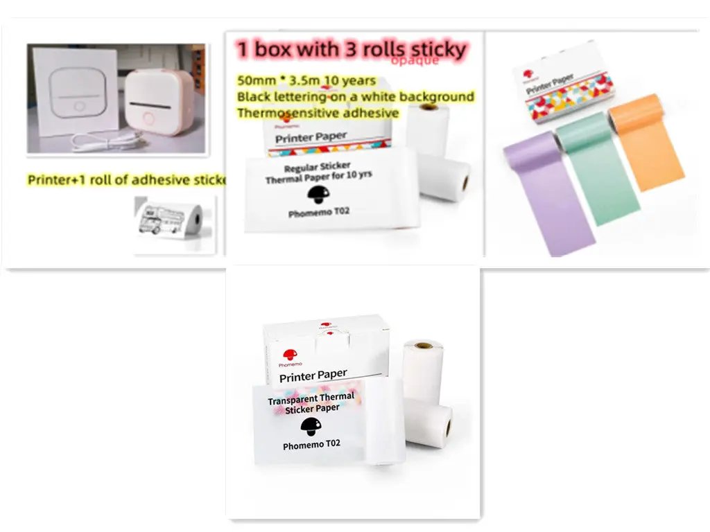 Portable Mini Thermal Label Printer Home Photo Printer Student Wrong Question Printer Bluetooth-compatible Mini Label Printer Price Tag by null