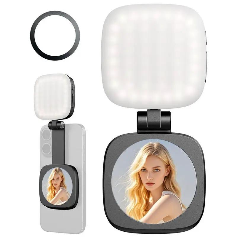 Live Streaming Fill Light For Mobile Phone With Magnetic Suction 48 LED 3000K To 6500K 2W Type C Battery 850mAh by null