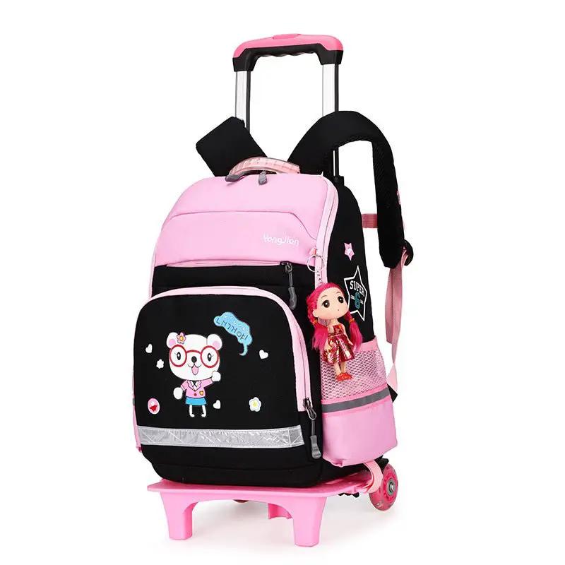 Korean Detachable Trolley Bag For Elementary School Students Lightweight 36 55L Breathable Red And Black by null