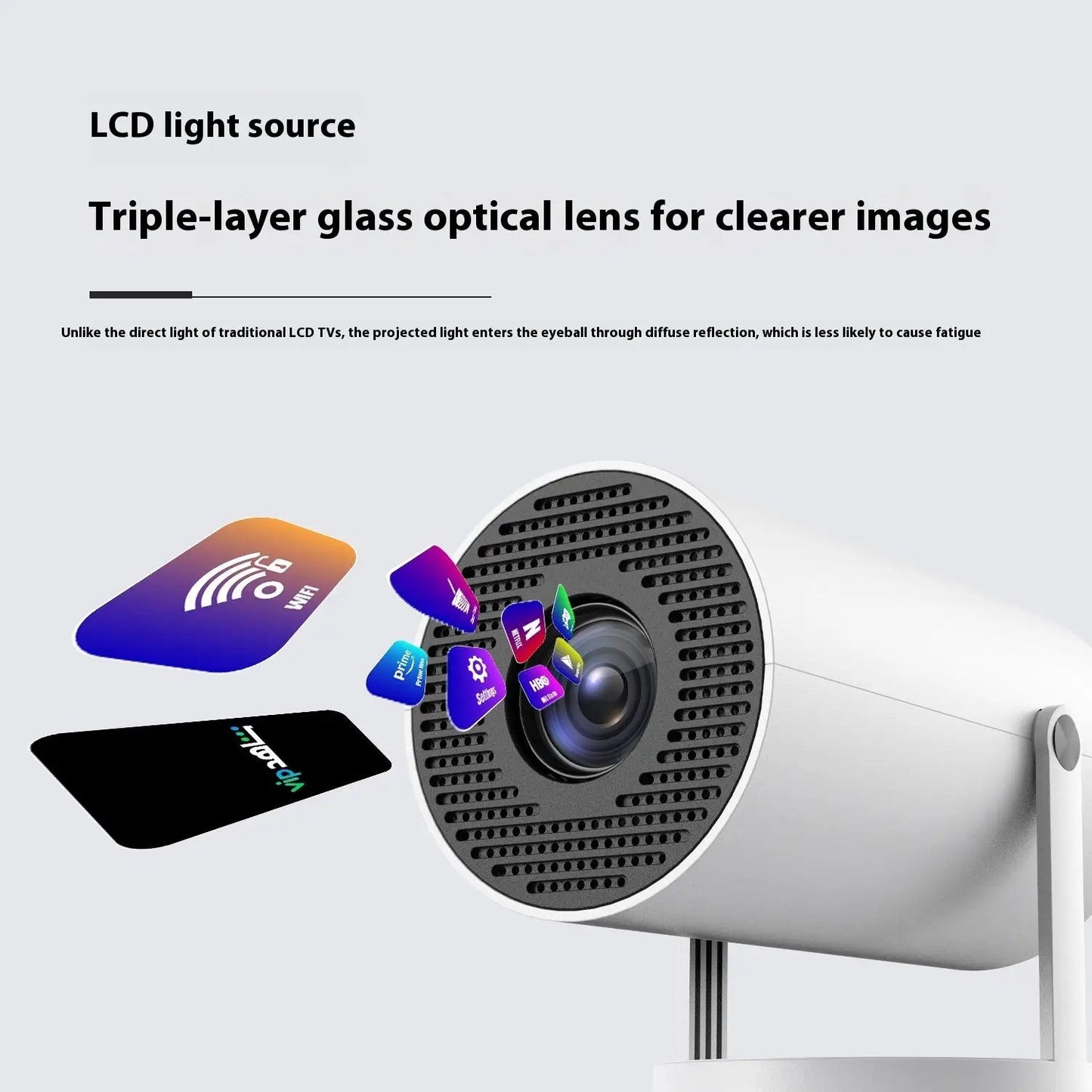 Portable Projector Small Straight Projector For Home Use 180 Degrees Projection Angle Automatic Focus Home Video Projector by null