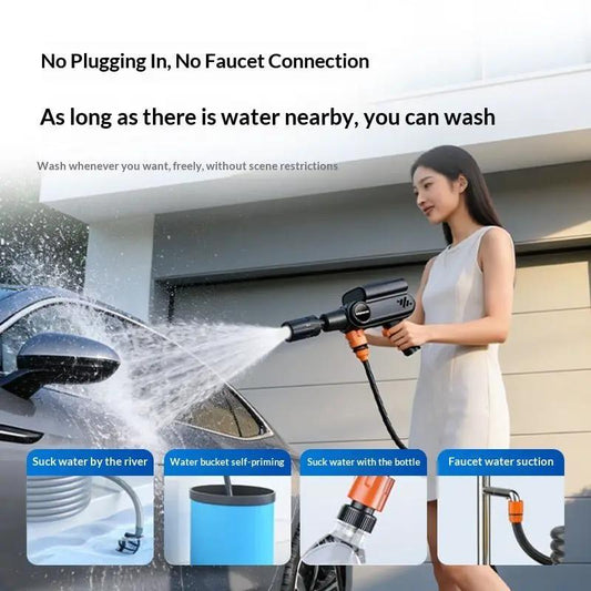 Portable Car Washer Gun With Wireless Technology For Cordless High Pressure Cleaning And Easy Vehicle Wash by null