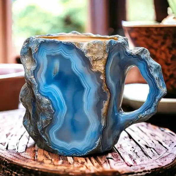 400ml Resin Mineral Crystal Coffee Mugs With Handles Elegant Fake Mineral Crystal Cup For Workplace Home Decor Christmas Gift Kitchen Gadgets by Zeny Home & Beauty