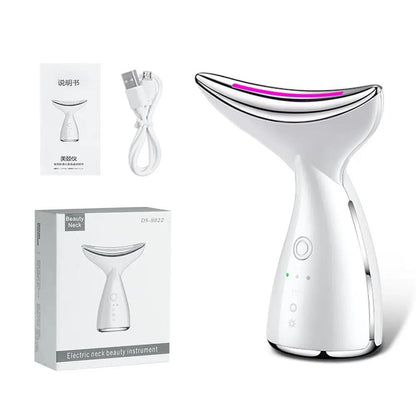 EMS Microcurrent Neck And Face Beauty Device With 3 Color LED Photon Therapy For Skin Tightening And Double Chin Reduction by null