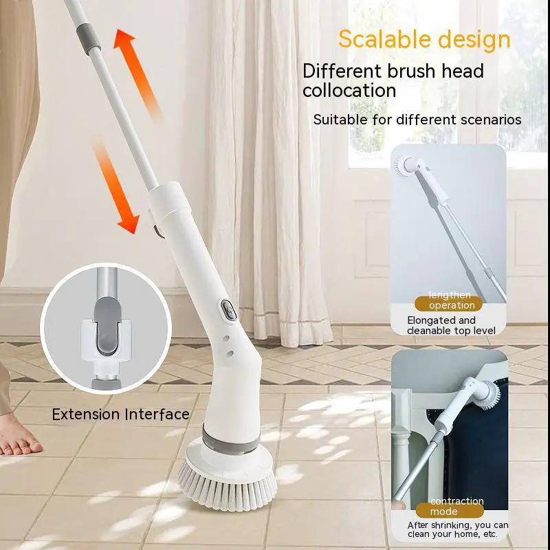 Telescopic Electric Scrubber With Long Handle For Walls And Tight Spaces Multifunctional Cleaning Brush by null