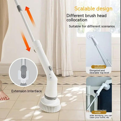 Telescopic Electric Scrubber With Long Handle For Walls And Tight Spaces Multifunctional Cleaning Brush by null