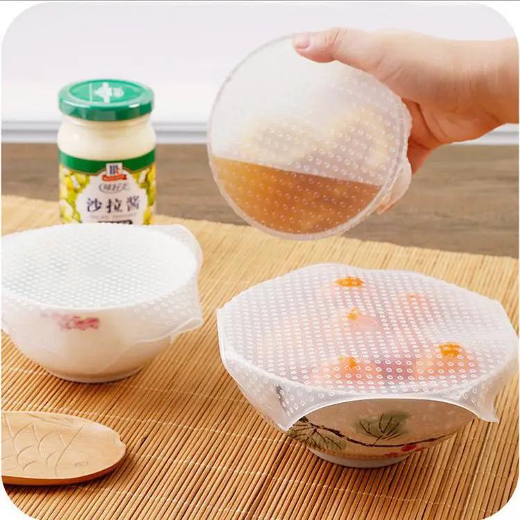 Reusable Silicone Stretch Wrap And Bowl Cover Set Microwave Safe Fridge Seal Anti Slip Tea Pad Food Grade by null
