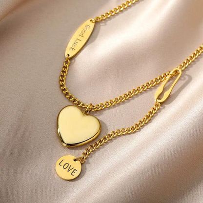 Fashion Jewelry Multilayer Heart Pendant Necklaces For Women Stainless Steel Chain Choker Zircon Moon Star Necklace Femme Wedding Jewelry Gift by Zeny Home & Beauty