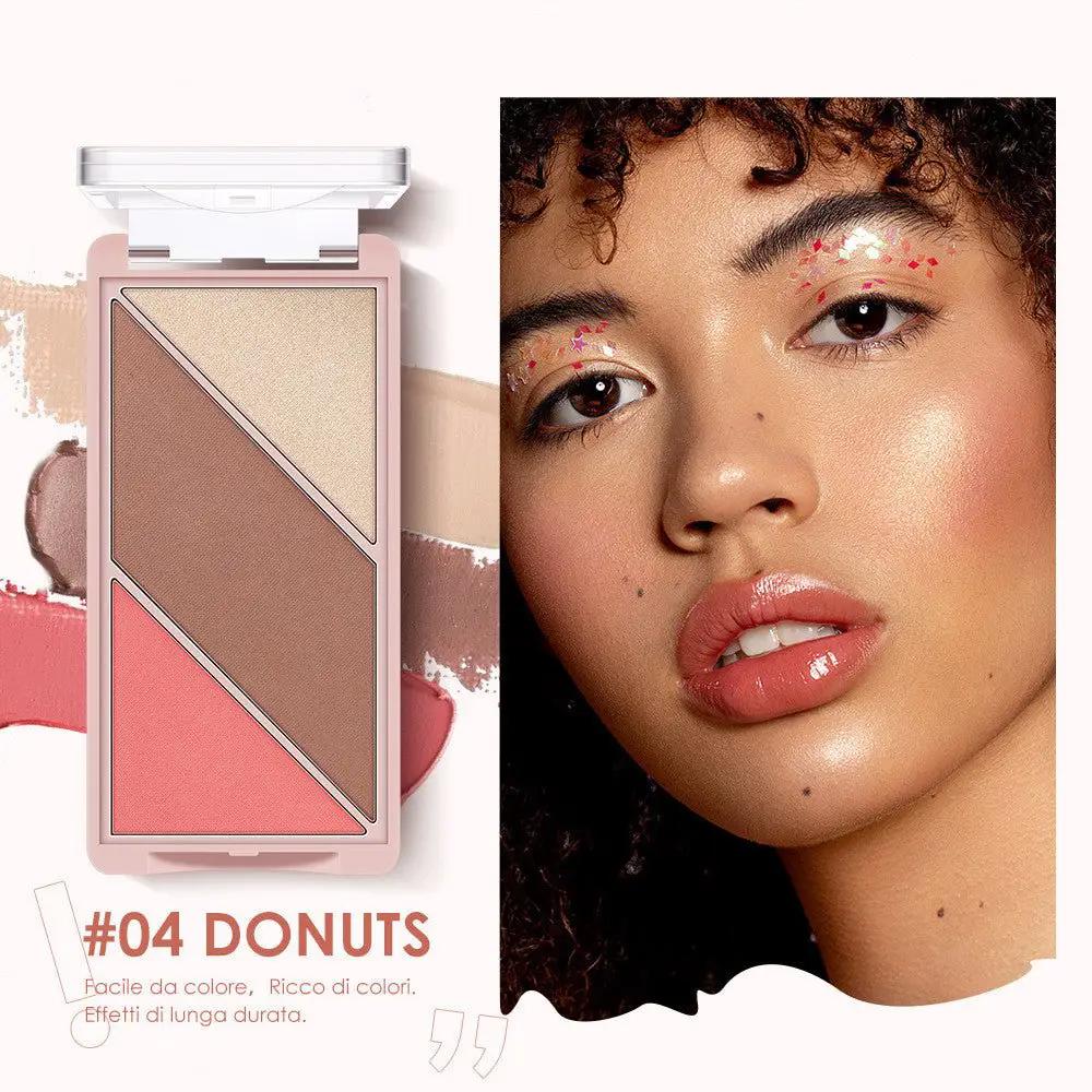 3 In 1 Contouring Palette With Multi Use Shadows And Blush For On The Go Makeup Essentials by null