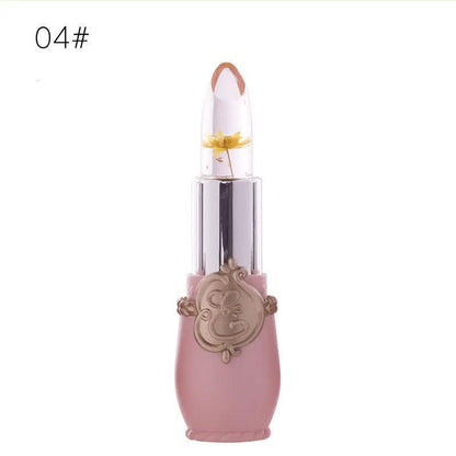 Temperature Change Lipstick With Transparent Jelly Flower Dried Flower Design Waterproof Long Lasting Color by null
