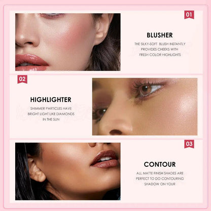 3 In 1 Contouring Palette With Multi Use Shadows And Blush For On The Go Makeup Essentials by null