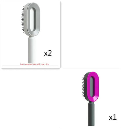 Self Cleaning Hair Brush For Women One-key Cleaning Hair Loss Airbag Massage Scalp Comb Anti-Static Hairbrush by null