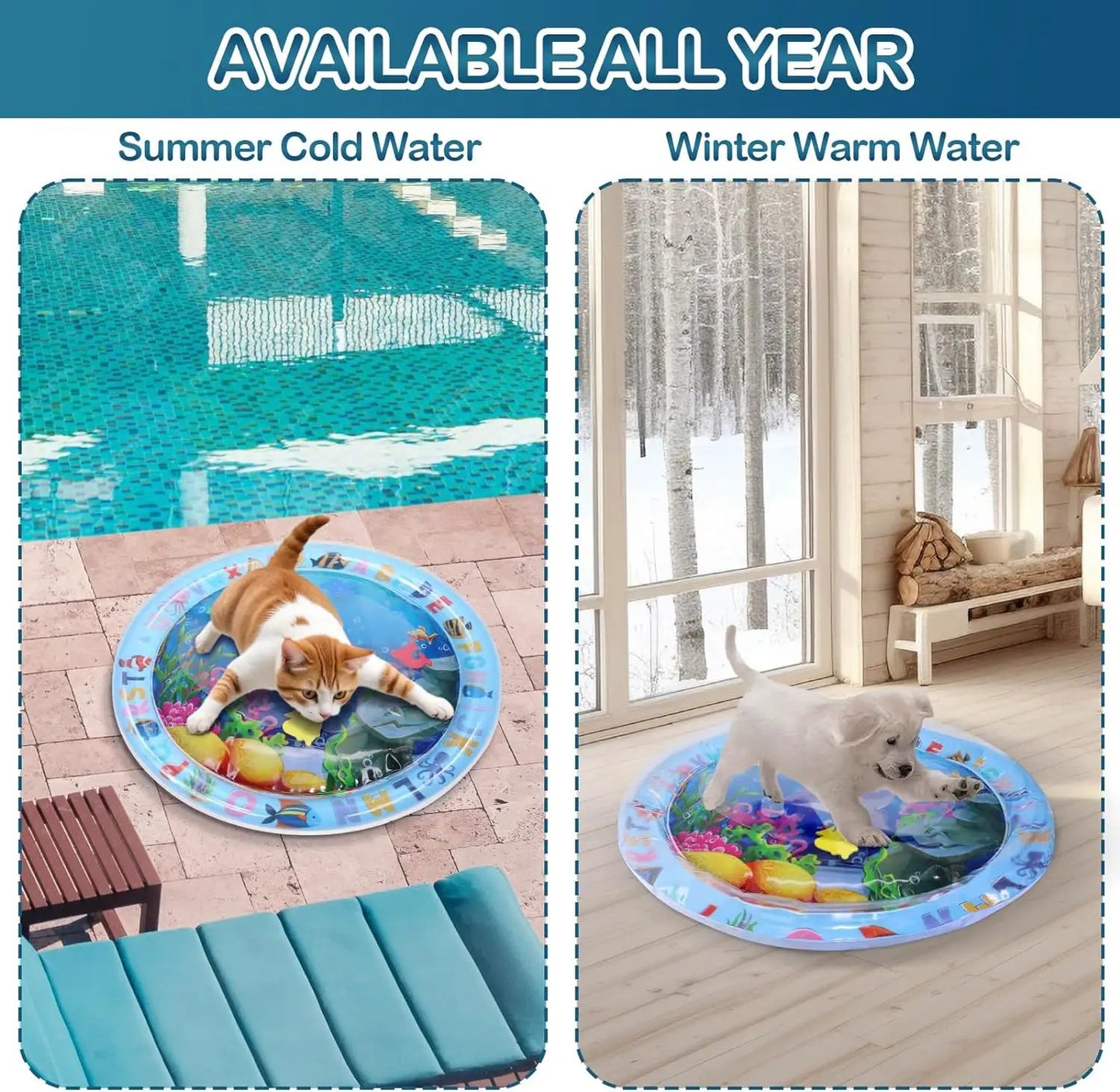 Water Sensory Play Mat For Cats Upgraded Thickened Self Play Mat For Interactive Pet Toys Indoor Outdoor Exercise by null