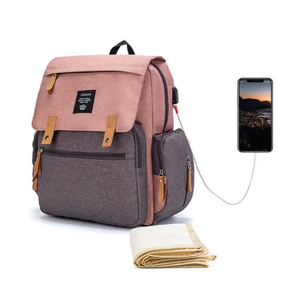Lequeen Multifunctional Large Capacity Mummy Bag Diaper Bag With Shoulder And Crossbody Straps Oxford Cloth by null