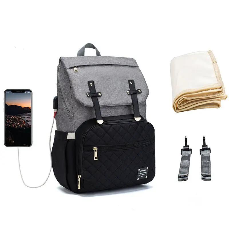 Lequeen Multifunctional Large Capacity Mummy Bag Diaper Bag With Shoulder And Crossbody Straps Oxford Cloth by null