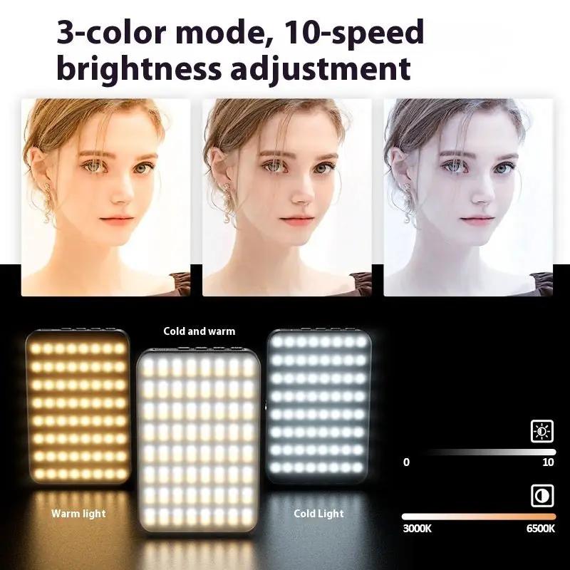 Magnetic LED Fill Light For Camera And Phone Three Color Temperature 3000K To 6500K 4W 2000mAh Battery Black by null