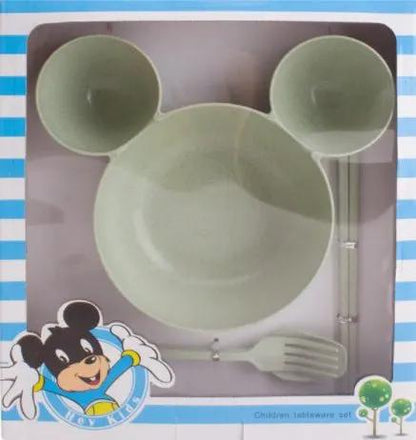 Wheat Straw Childrens Cartoon Bowl Set With Mickey Theme Kids Tableware Eco Friendly Gift by null