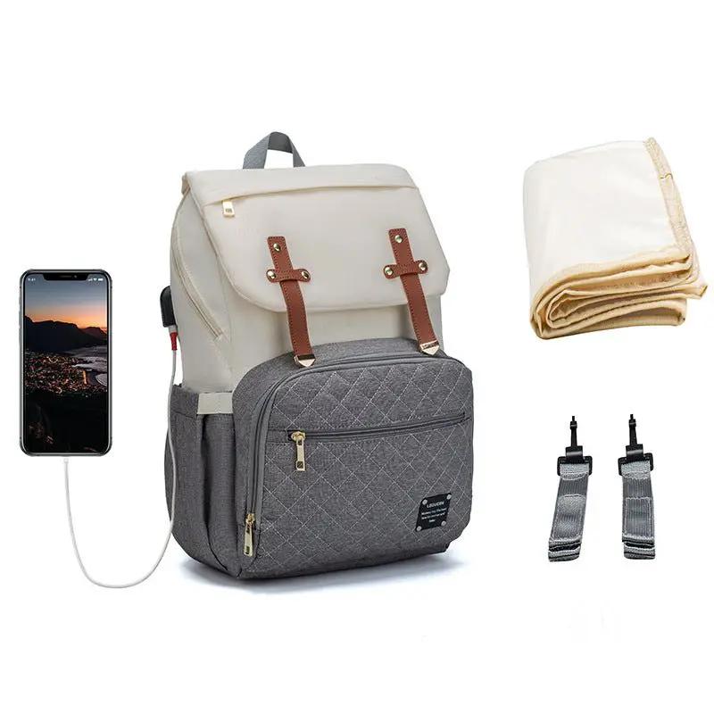 Lequeen Multifunctional Large Capacity Mummy Bag Diaper Bag With Shoulder And Crossbody Straps Oxford Cloth by null