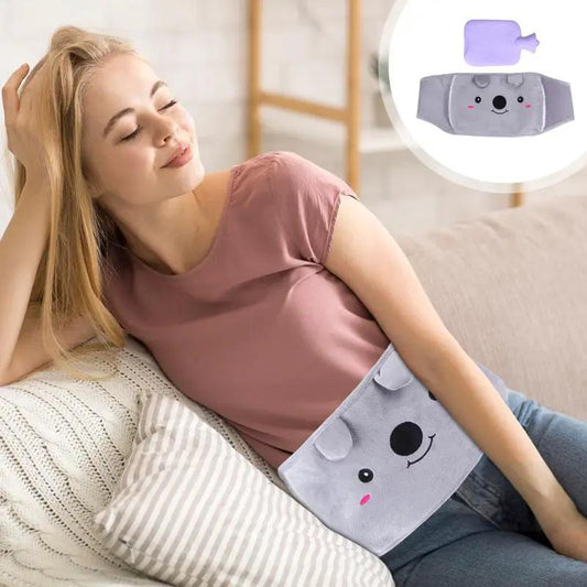 Set Hot Water Bottle Bag With Warm Plush Waist Cover B Elt by Zeny Home & Beauty