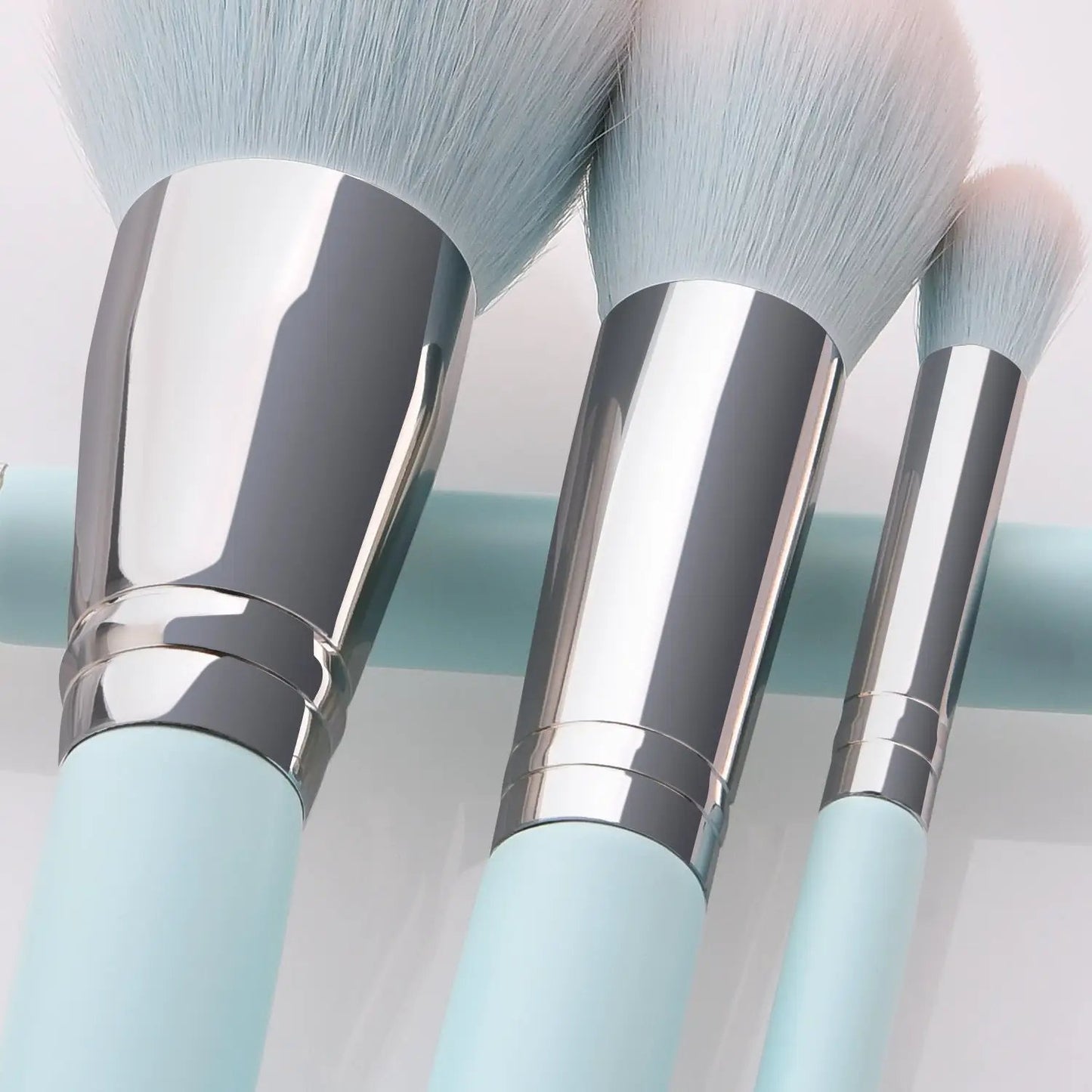 Set of 12 Sky Blue Cosmetic Brushes by null
