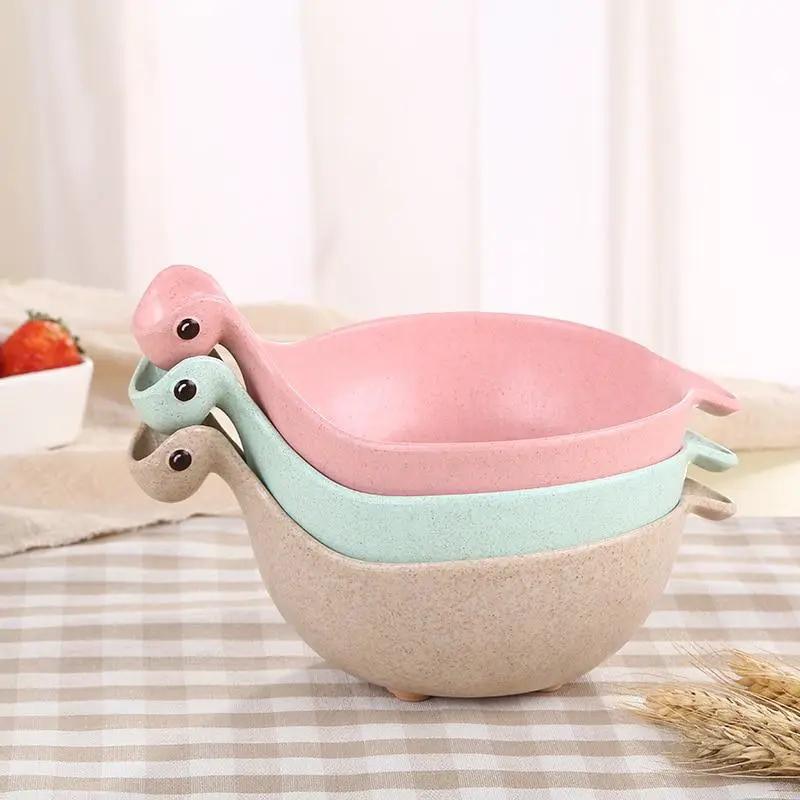 Eco Friendly Wheat Straw Dinosaur Bowls for Babies Cute Tiny Dinosaur Shaped Bowls Non Slip Base Lightweight by null