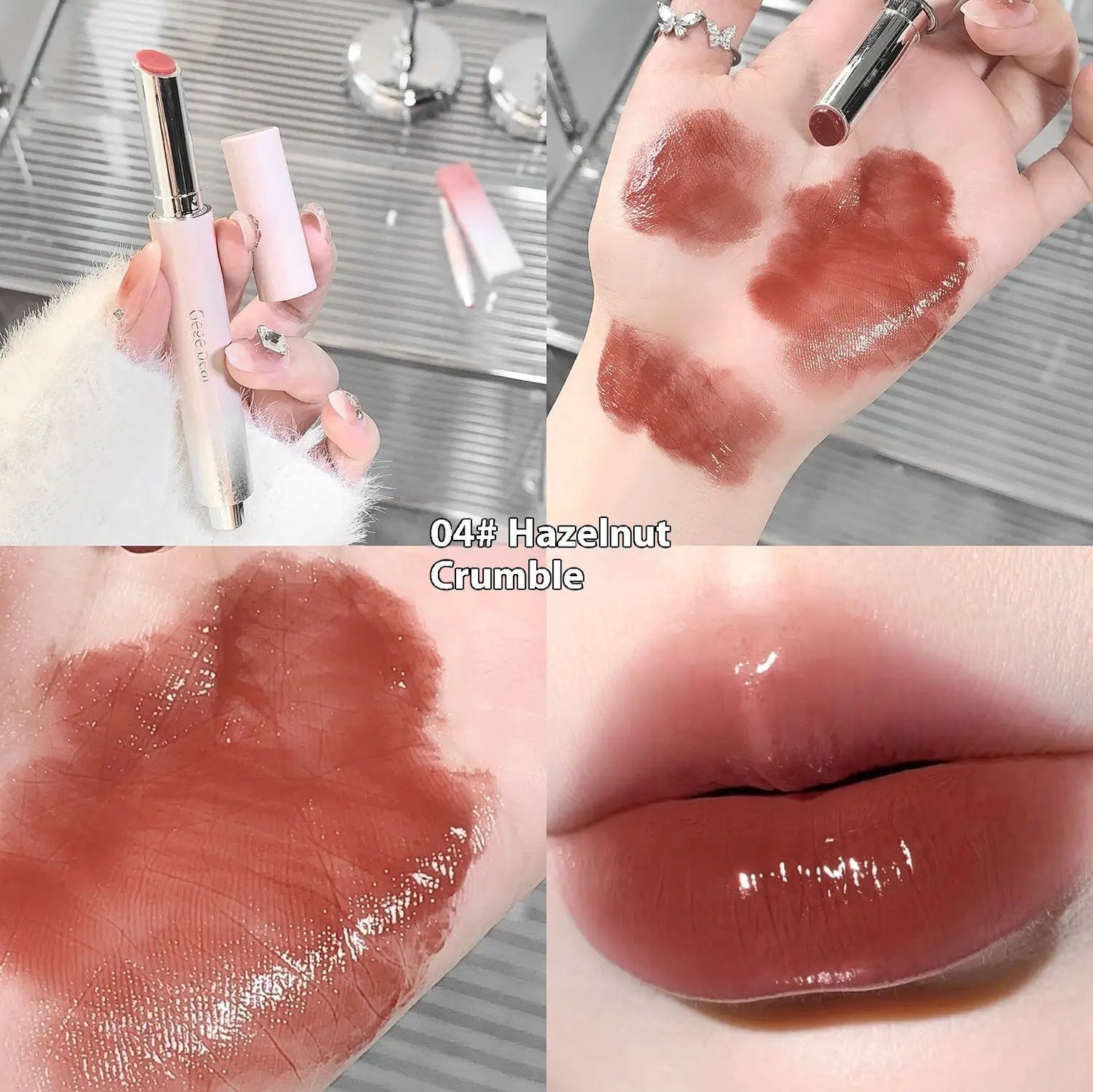 Water Light Pressed Lipstick With Solid Gloss Mirror Shine For High Shine Lip Makeup by null