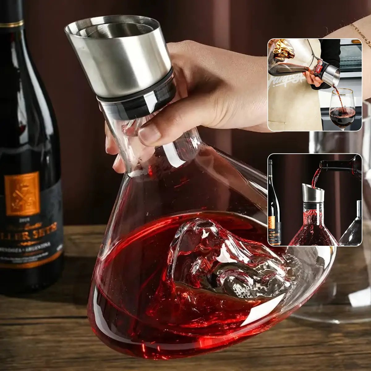 Hot-selling Iceberg Waterfall Wine Decanter Creative Transparent Lead-Free Crystal Glass Wine Dispenser Barware Quick Decanters by Zeny Home & Beauty