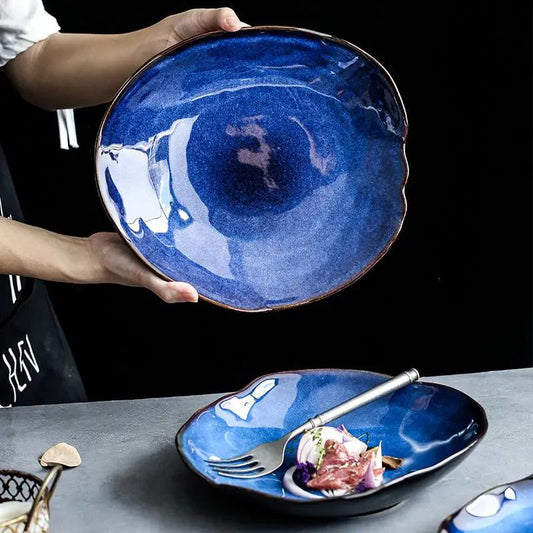 Ceramic Irregular Flat Plates For Western Dishes Household Kitchen Everyday Tableware Dishwasher Safe Microwave Safe by null