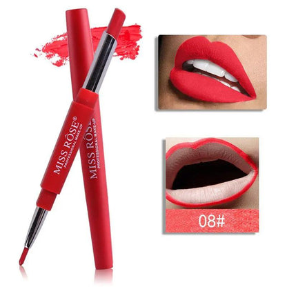 Three In One Lipstick Pen With Lip Liner Dual Ended Tool For Precise Lip Liner And Rich Lip Color by null