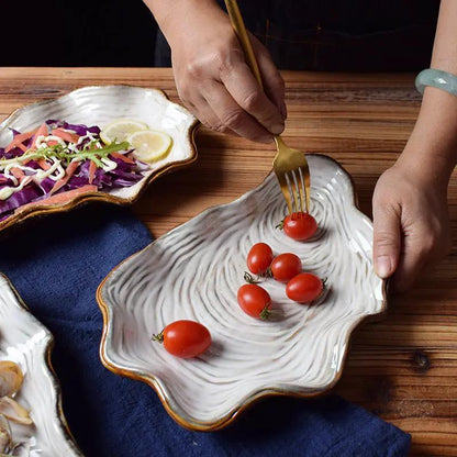 Porcelain Irregular Shaped Plate With Plain Pattern Microwavable For Hotel Restaurant Wedding Gift Japanese Korean Style by null