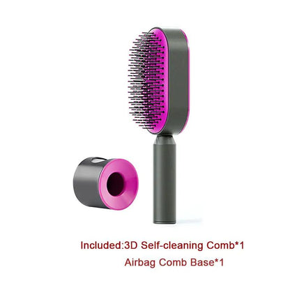 Self Cleaning Hair Brush For Women One-key Cleaning Hair Loss Airbag Massage Scalp Comb Anti-Static Hairbrush by null