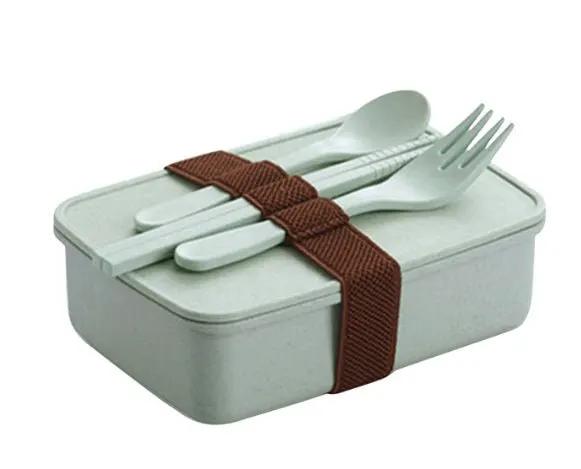 Bamboo Fiber Lunch Box Microwave Safe Bento 600ml Eco Friendly Portable 210g 16x11x5 cm by null