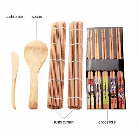 Premium Sushi Tool Set With Rolling Mat And Kitchen Utensils For Homemade Sushi Making Kit by null