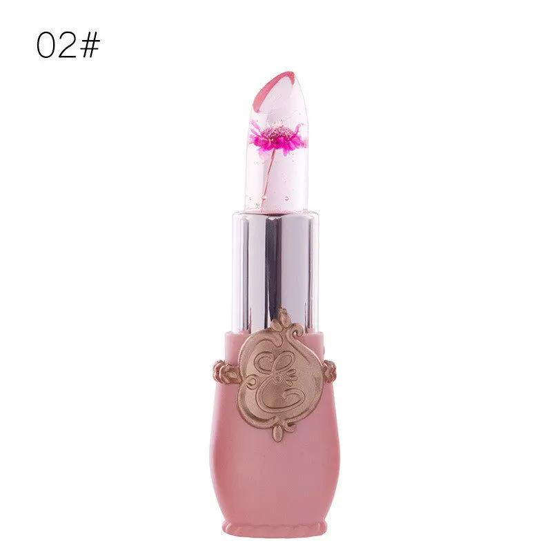 Temperature Change Lipstick With Transparent Jelly Flower Dried Flower Design Waterproof Long Lasting Color by null