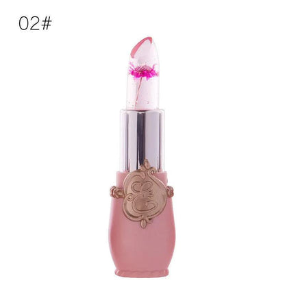 Temperature Change Lipstick With Transparent Jelly Flower Dried Flower Design Waterproof Long Lasting Color by null