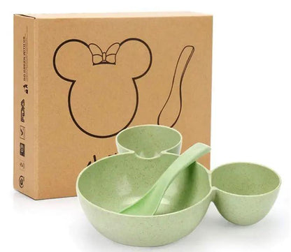 Wheat Straw Childrens Cartoon Bowl Set With Mickey Theme Kids Tableware Eco Friendly Gift by null