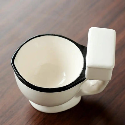 Toilet Shaped Ceramic Coffee Mug With Sturdy Handgrip 280 Milliliter Capacity Quirky Kitchen Decor Gift by null
