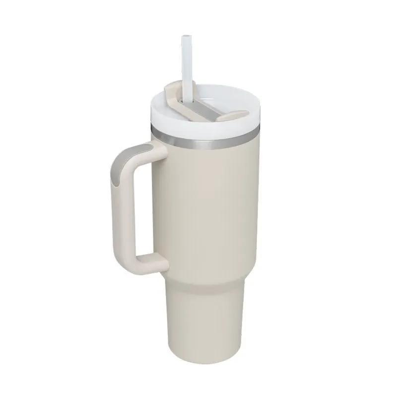40 Oz Stainless Steel Insulated Tumbler With Handle Travel Coffee Cup For Office And Gym by null