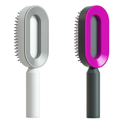 Self Cleaning Hair Brush For Women One-key Cleaning Hair Loss Airbag Massage Scalp Comb Anti-Static Hairbrush by null