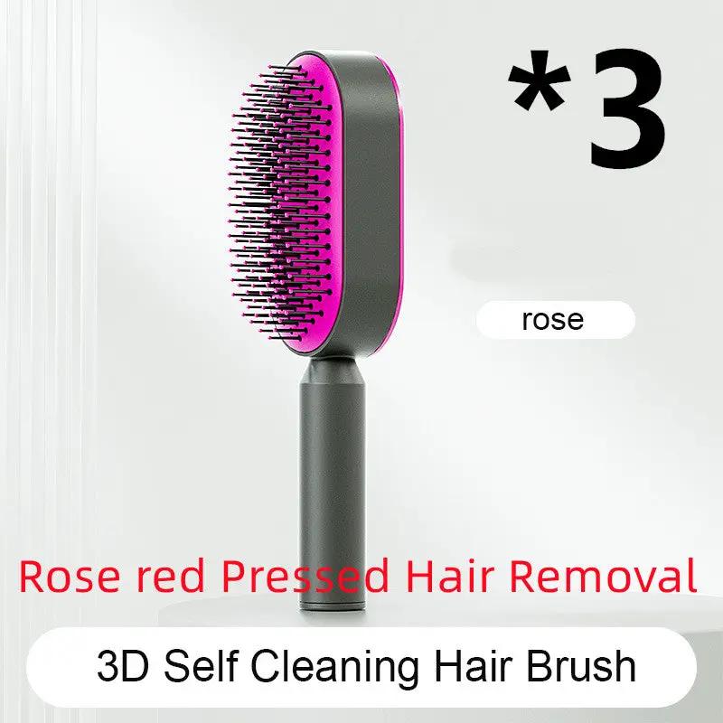 Self Cleaning Hair Brush For Women One-key Cleaning Hair Loss Airbag Massage Scalp Comb Anti-Static Hairbrush by null