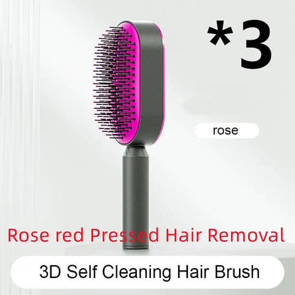 Self Cleaning Hair Brush For Women One-key Cleaning Hair Loss Airbag Massage Scalp Comb Anti-Static Hairbrush by null