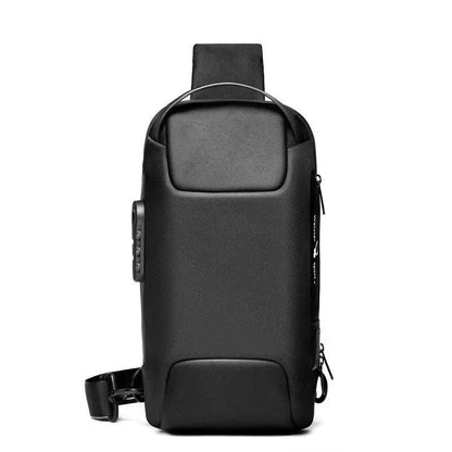Canvas Chest Bag For Men Shoulder Bag With Zipper Closure Medium Size Mobile Phone And Certificate Pockets by null