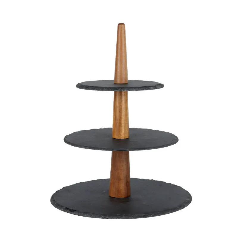 Wood Dinner Plate Multi Layer Cake Plate Round Disk Japanese And Korean Style For Hotel And Coffee Service by null