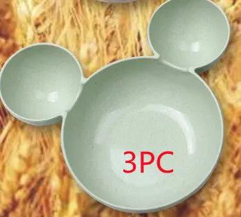 Wheat Straw Childrens Cartoon Bowl Set With Mickey Theme Kids Tableware Eco Friendly Gift by null