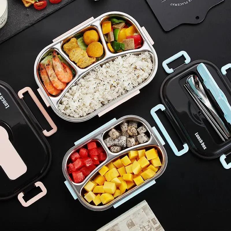 Dielectric Insulated Lunch Box With Multi Layer Compartments Portable Leak Proof Silicone Seal And Heat Retention by null