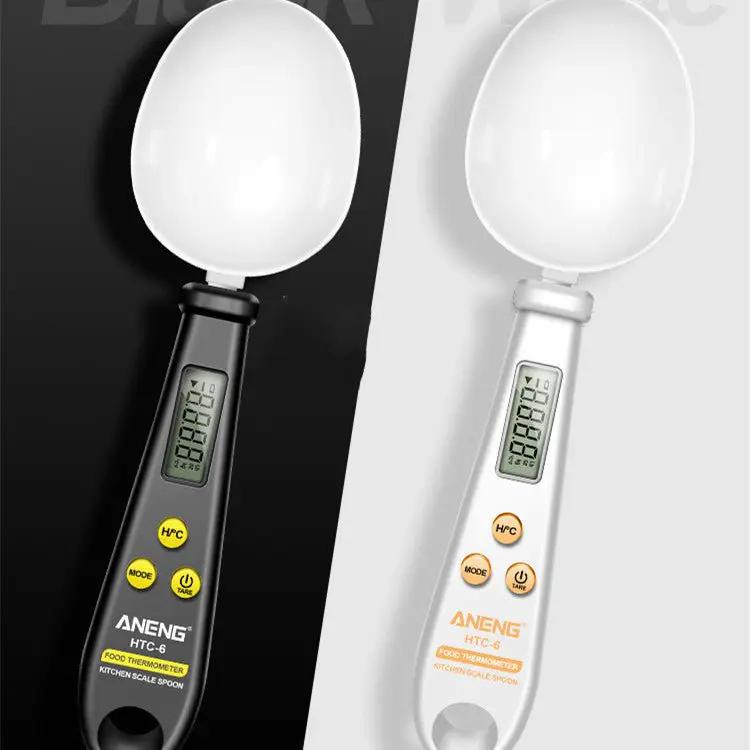 Two In One Digital Display Food Temperature And Weighing Spoon Scale Kitchen Gadget Black by null