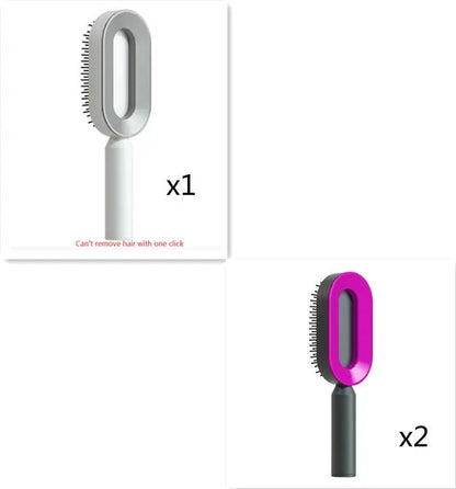 Self Cleaning Hair Brush For Women One-key Cleaning Hair Loss Airbag Massage Scalp Comb Anti-Static Hairbrush by null