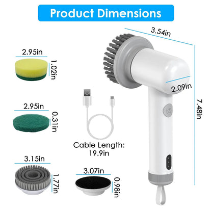 Handheld Cordless Spin Scrubber With 2 Speeds 3 Brushes Rechargeable Power For Kitchen Bathtub Sink Cleaning by null