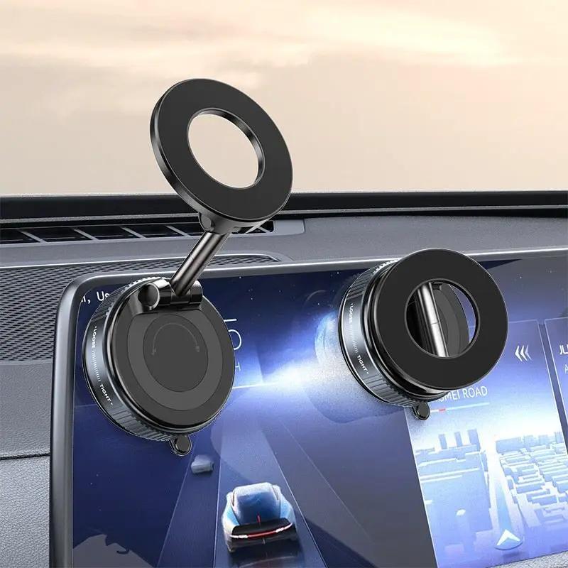 Vacuum Rotary Magnetic Car Phone Holder 360 Degree Rotation With Strong Suction Cup Zinc Aluminum ABS by null